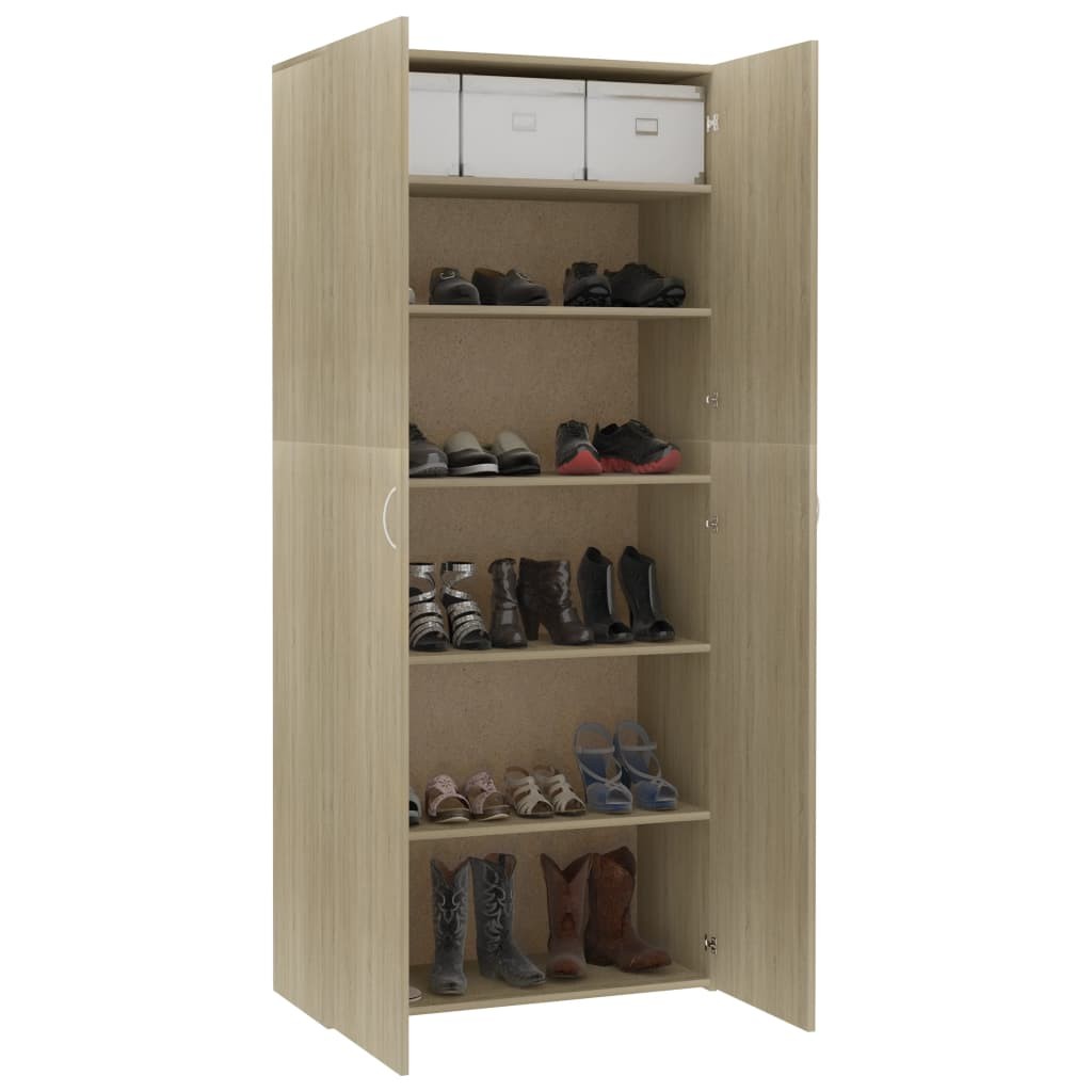 Shoe Cabinet Sonoma Oak 80x35.5x180 cm Chipboard